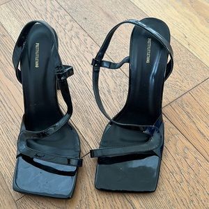 Square toe black heels